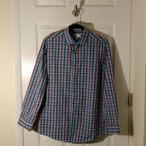 Slim Fit Stretch Red, Blue, Gray Dress Shirt